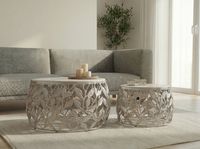 2er Set Couchtisch Marmor Metall rund Wohnzimmertisch Beistelltisch Satztisch – Ansicht 2