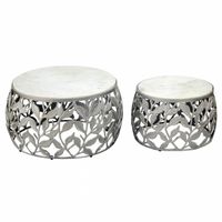 2er Set Couchtisch Marmor Metall rund Wohnzimmertisch Beistelltisch Satztisch – Ansicht 6