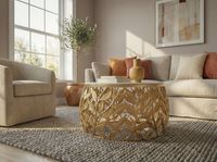 Couchtisch 60cm Marmor Wohnzimmertisch Alu Sofatisch Beistelltisch Rund Modern – Ansicht 5