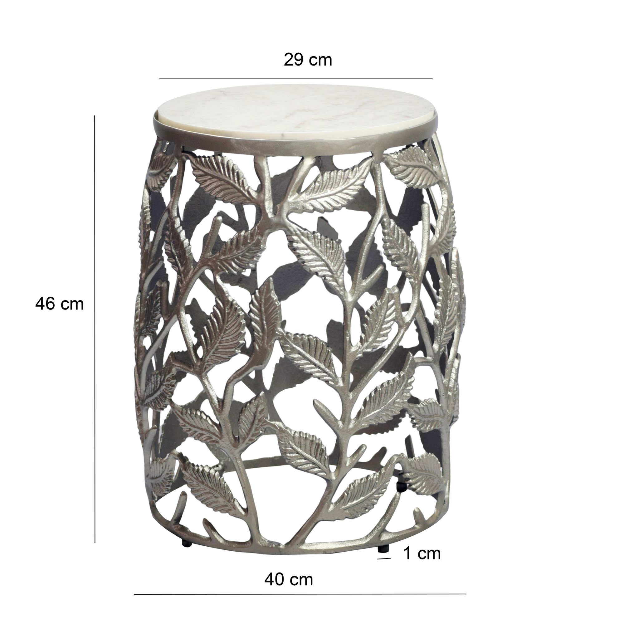 Beistelltisch 40cm Marmor Wohnzimmertisch Alu Sofatisch Couchtisch Rund Metall – Ansicht 3