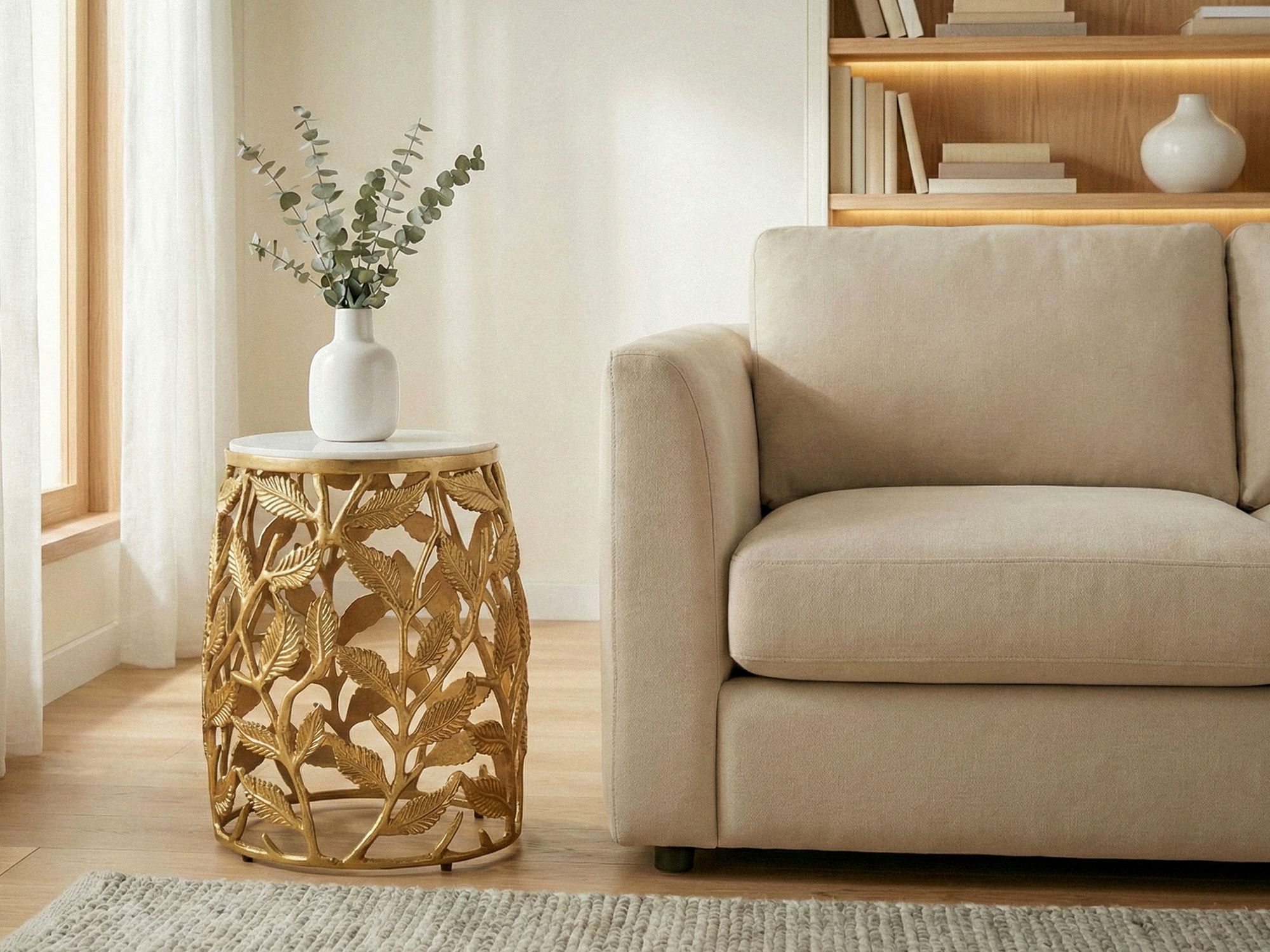 FineBuy Beistelltisch 40cm mit weißer Marmor Tischplatte - Couchtisch klein rund - Sofatisch Alu modern - Wohnzimmertisch Aluminium - Design Tisch Metallgestell Handmade | Farbe: Gold FineBuy Beistelltisch 40cm mit weißer Marmor Tischplatte - Couchtisch klein rund - Sofatisch Alu modern - Wohnzimmertisch Aluminium - Design Tisch Metallgestell Handmade | Farbe: Gold