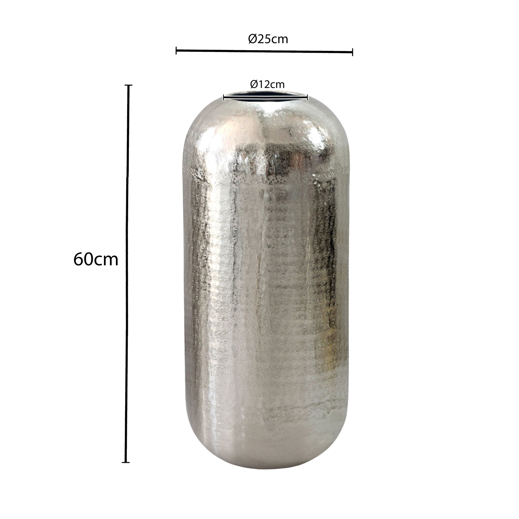 Vase Aluminium Silber Blumenvase Bodenvase Wohndeko Rund Dekovase Metall Deko – Ansicht 3