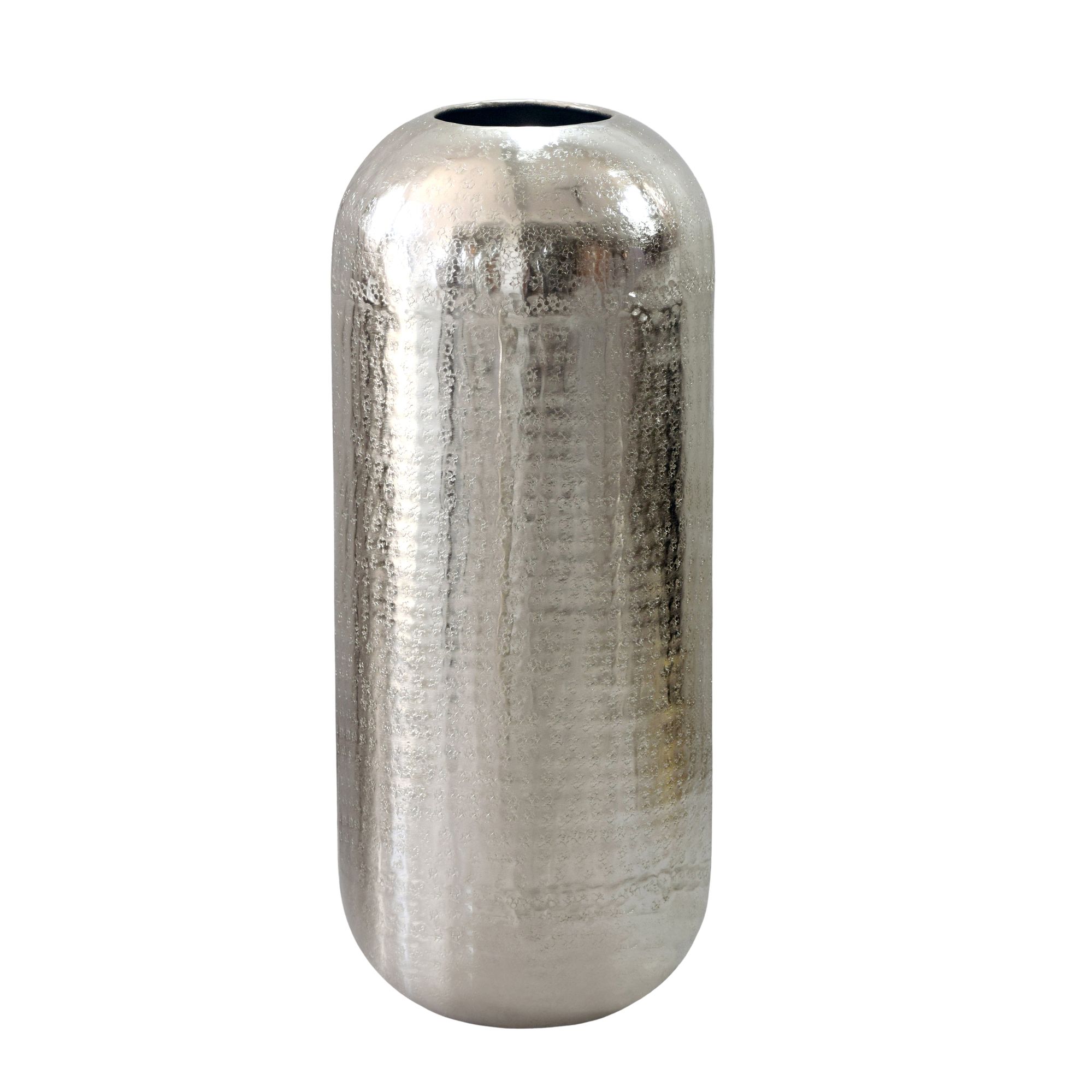 Vase Aluminium Silber Blumenvase Bodenvase Wohndeko Rund Dekovase Metall Deko – Ansicht 6