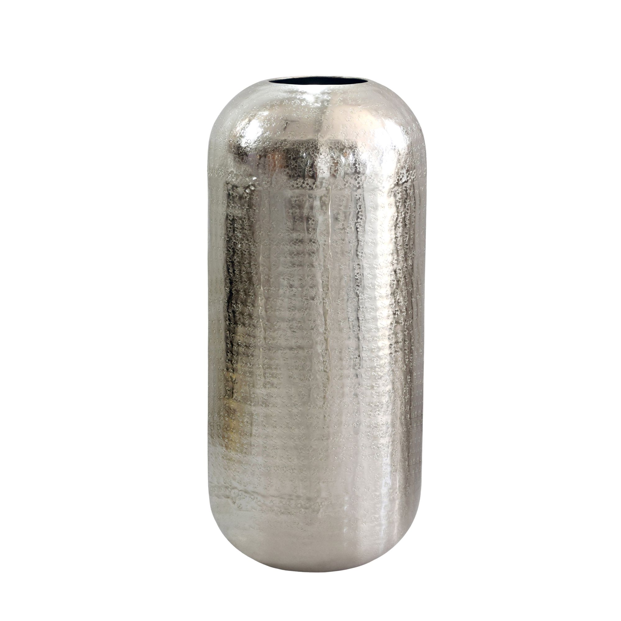 Vase Aluminium Silber Blumenvase Bodenvase Wohndeko Rund Dekovase Metall Deko – Ansicht 6