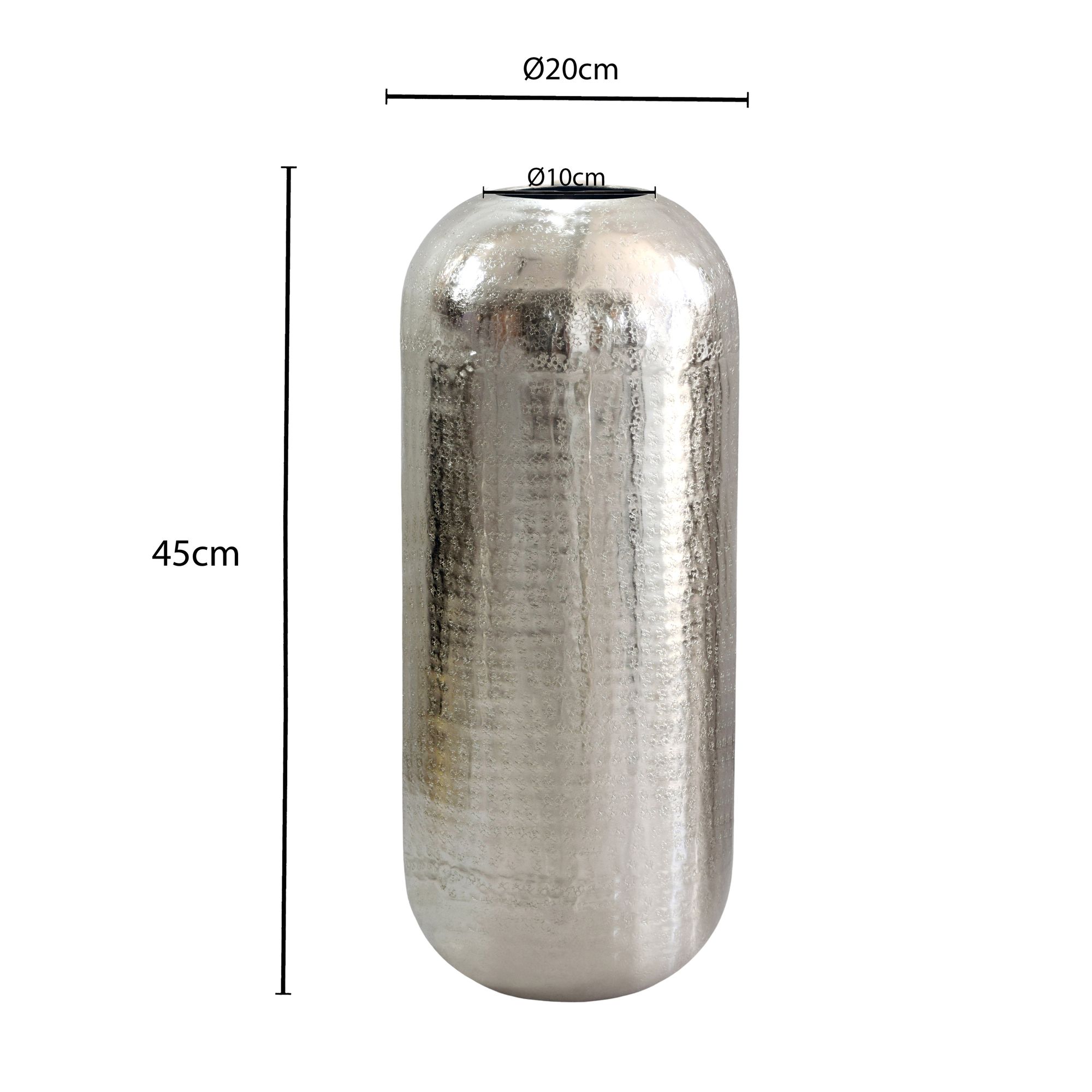 Vase Aluminium Silber Blumenvase Bodenvase Wohndeko Rund Dekovase Metall Deko – Ansicht 3
