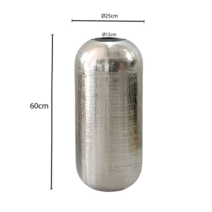 Vase Aluminium Silber Blumenvase Bodenvase Wohndeko Rund Dekovase Metall Deko – Maßzeichnung