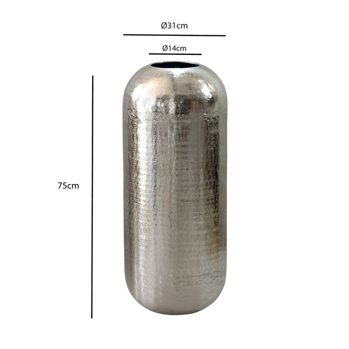 Vase Aluminium Silber Blumenvase Bodenvase Wohndeko Rund Dekovase Metall Deko – Maßzeichnung