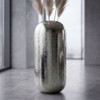 Vase Aluminium Silber Blumenvase Bodenvase Wohndeko Rund Dekovase Metall Deko – Ansicht 5