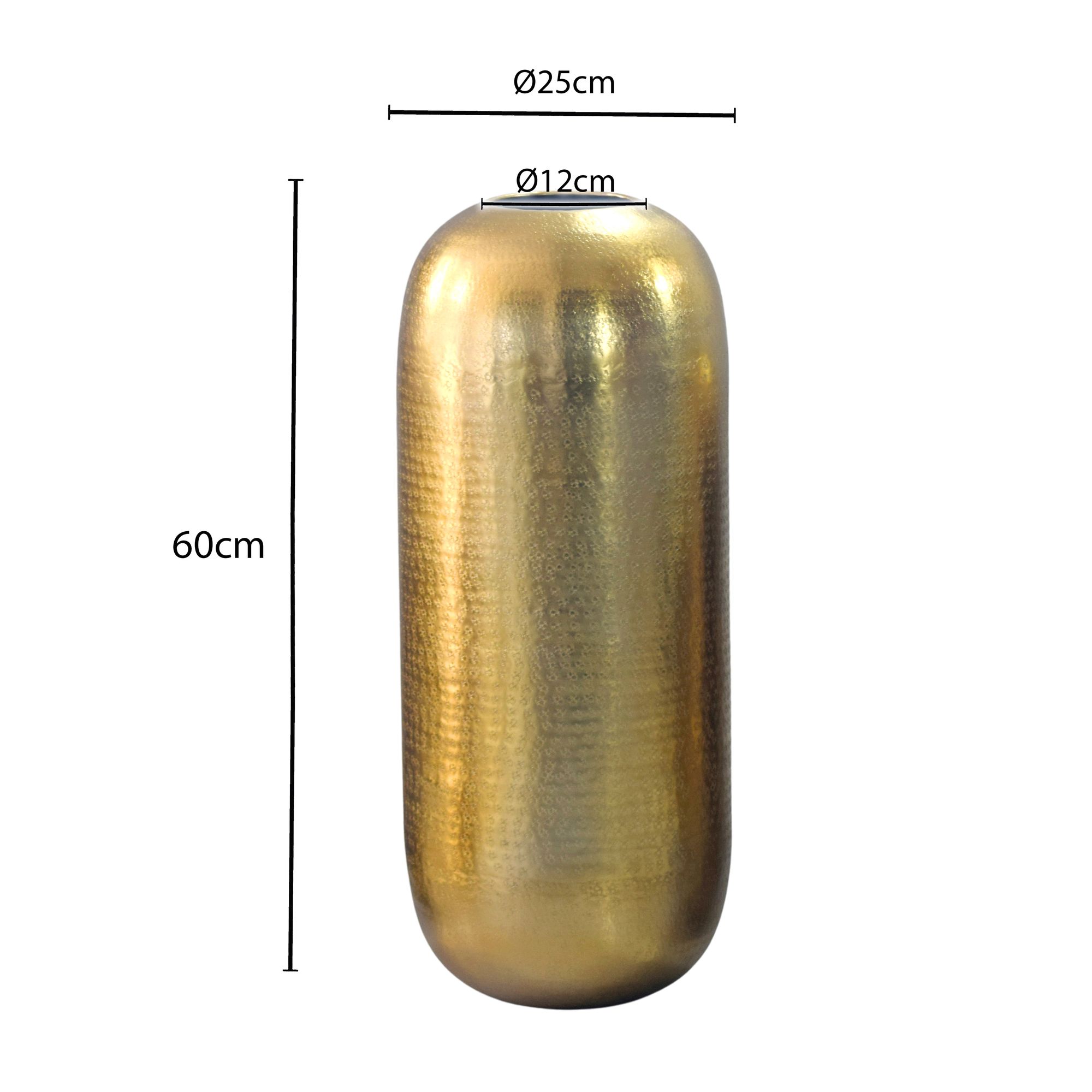 Vase Aluminium Gold Blumenvase Bodenvase Wohndeko Groß Rund Dekovase Metall Deko – Ansicht 3