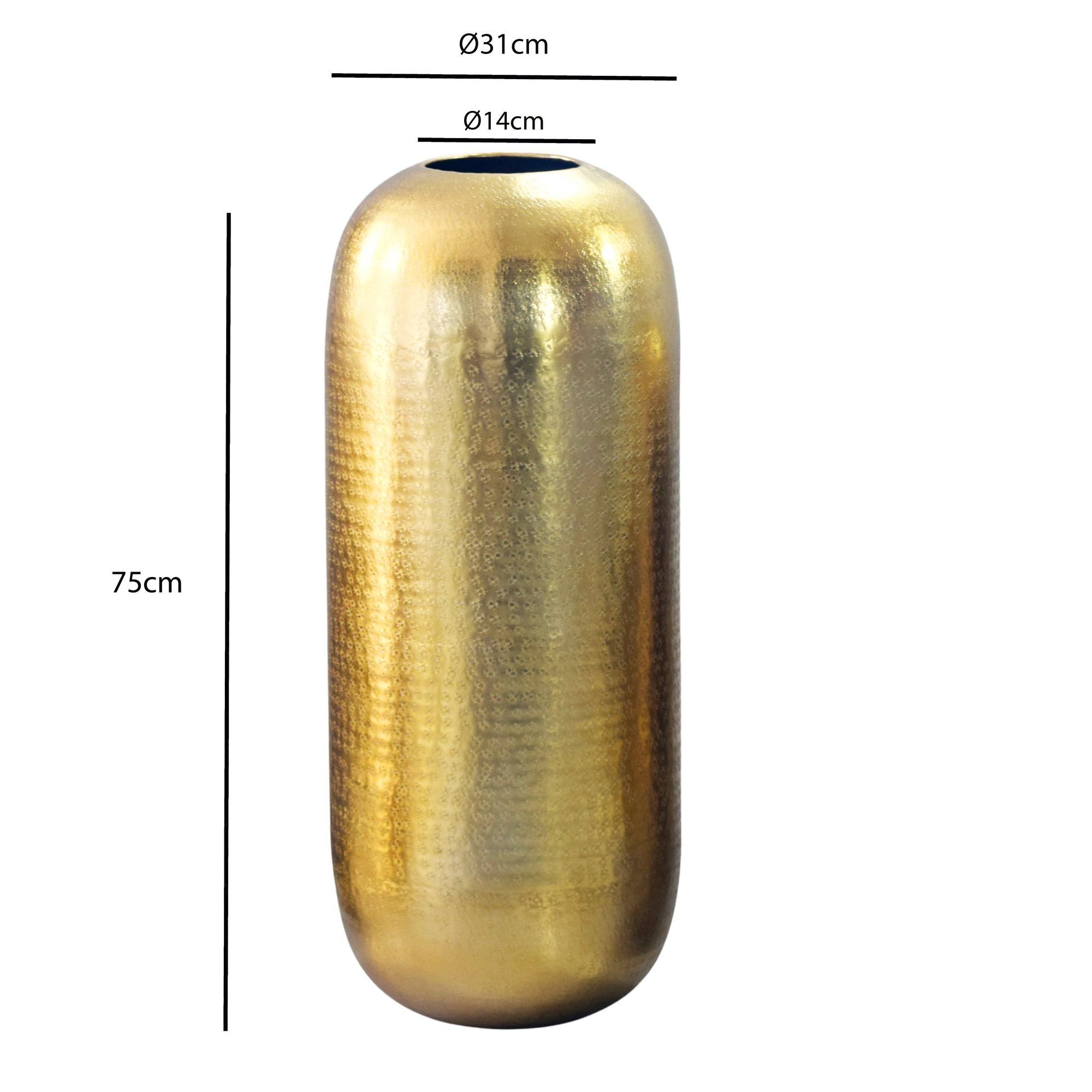 Vase Aluminium Gold Blumenvase Bodenvase Wohndeko Groß Rund Dekovase Metall Deko – Ansicht 3