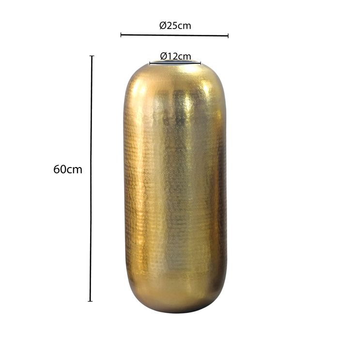 Vase Aluminium Gold Blumenvase Bodenvase Wohndeko Groß Rund Dekovase Metall Deko – Maßzeichnung