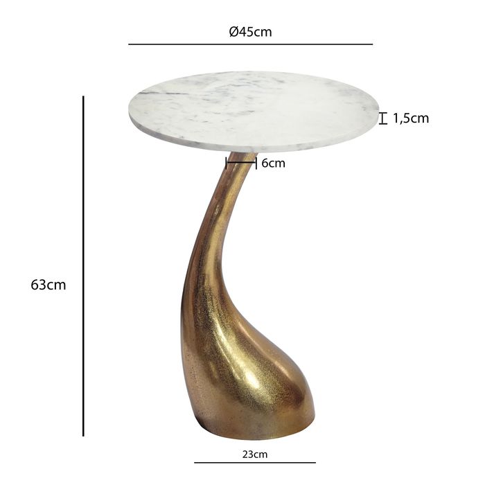Beistelltisch 45cm Gold Marmor Wohnzimmertisch Alu Sofatisch Couchtisch Rund – Maßzeichnung