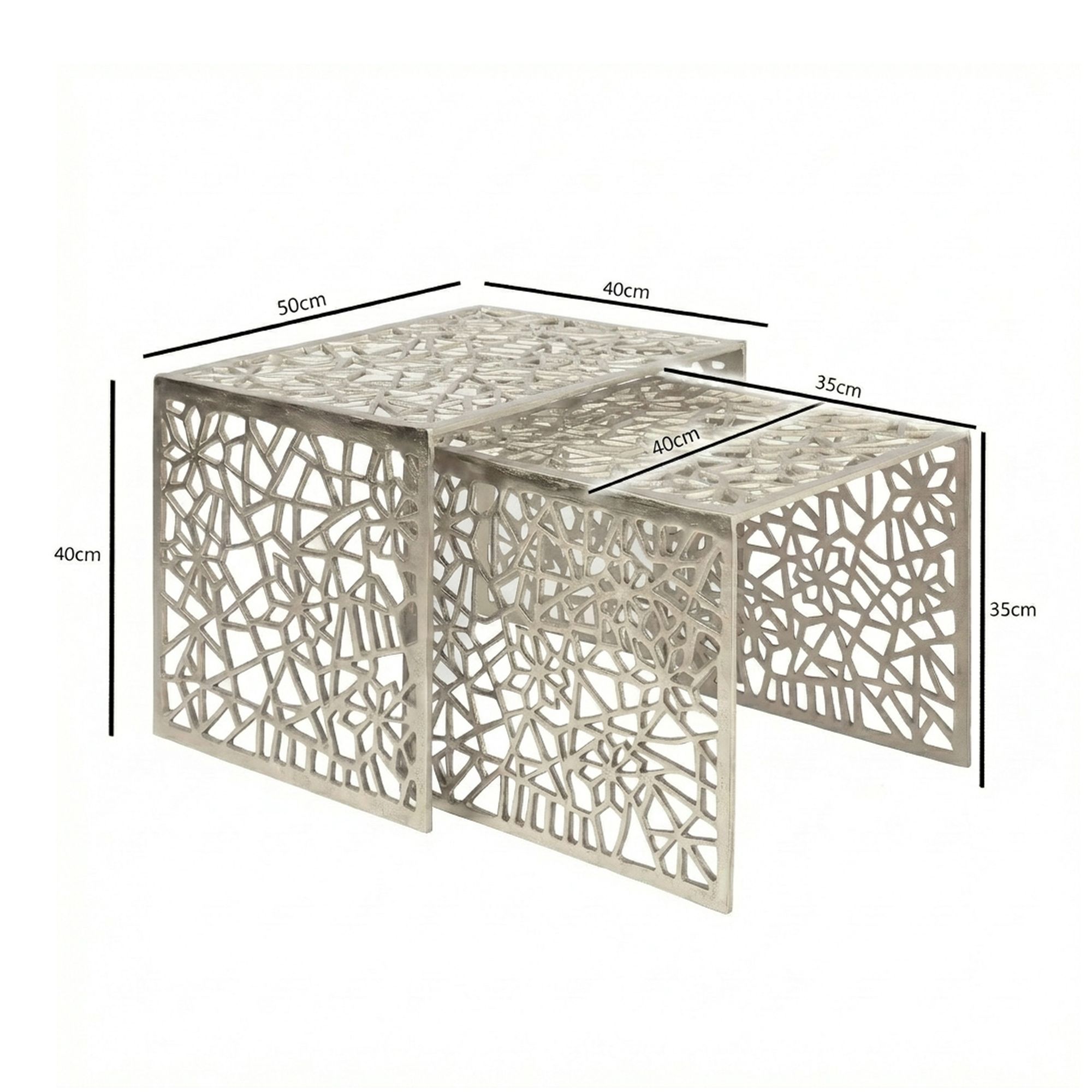 Satztisch 2er Set Couchtisch Aluminium Beistelltisch Metall Wohnzimmertisch Alu – Ansicht 3