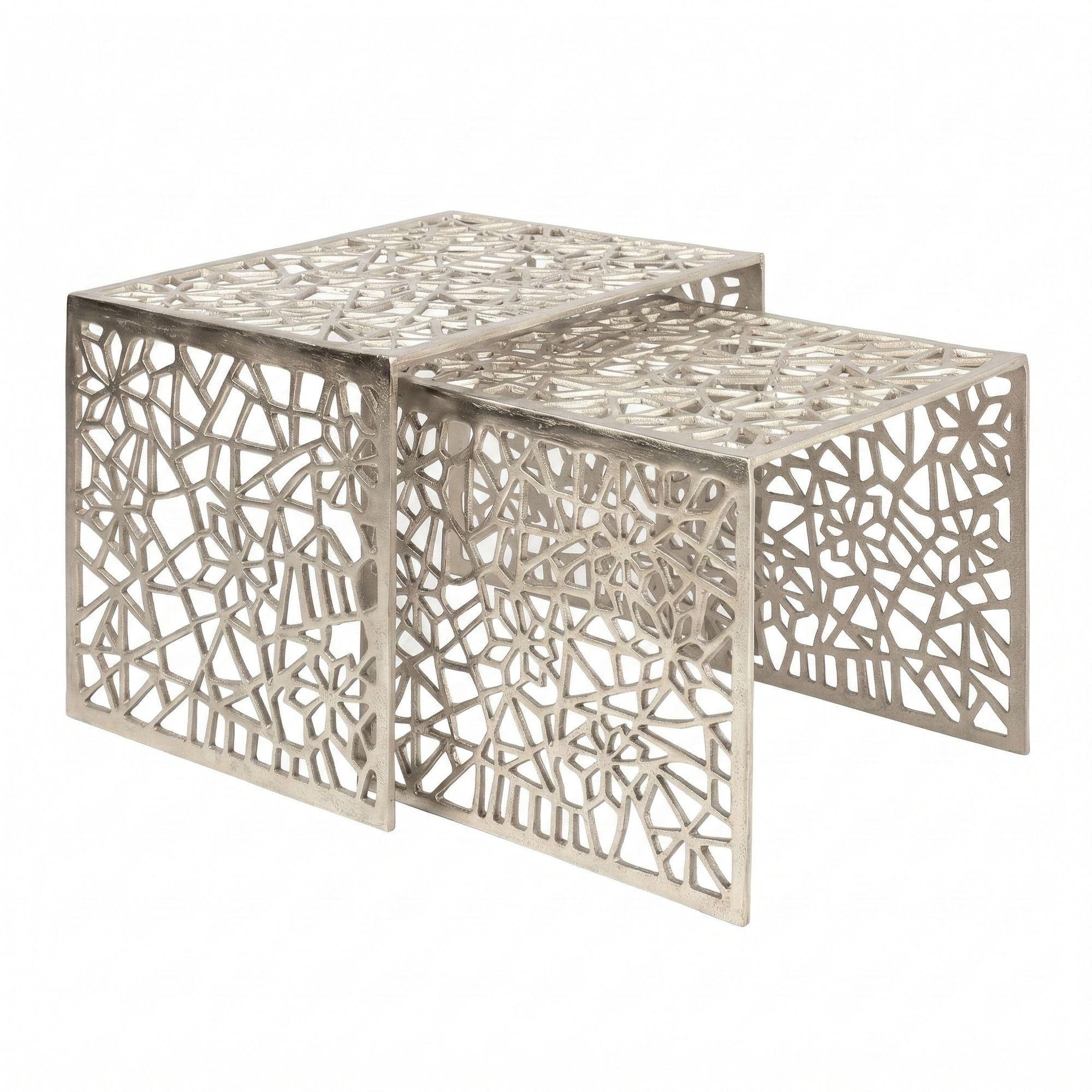Satztisch 2er Set Couchtisch Aluminium Beistelltisch Metall Wohnzimmertisch Alu – Ansicht 6
