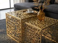 Satztisch 2er Set Couchtisch Aluminium Beistelltisch Metall Wohnzimmertisch Alu – Ansicht 4