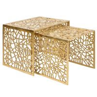 Satztisch 2er Set Couchtisch Aluminium Beistelltisch Metall Wohnzimmertisch Alu – Ansicht 6