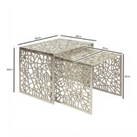 Satztisch 2er Set Couchtisch Aluminium Beistelltisch Metall Wohnzimmertisch Alu – Ansicht 3