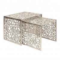 Satztisch 2er Set Couchtisch Aluminium Beistelltisch Metall Wohnzimmertisch Alu – Ansicht 6
