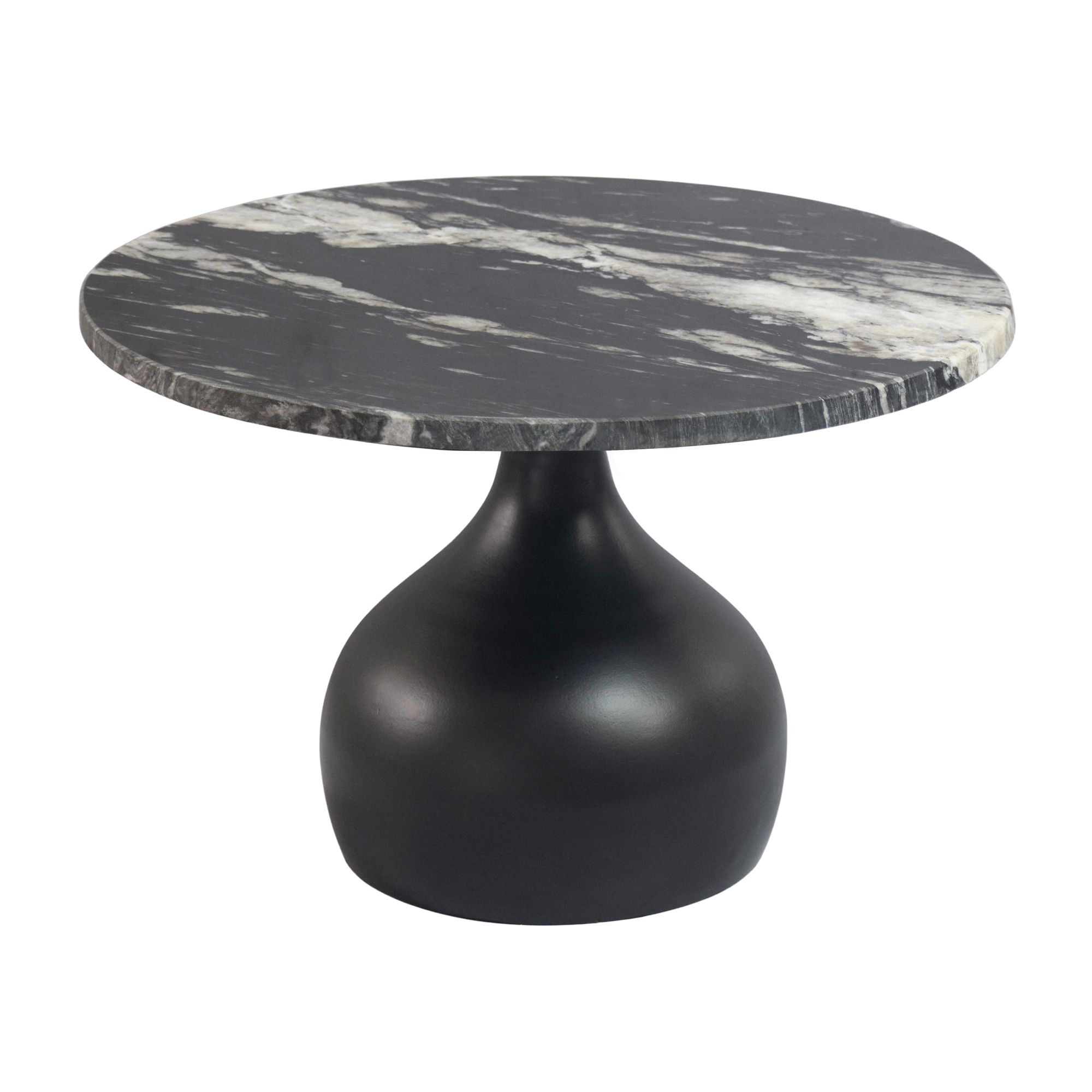 Couchtisch mit Marmor Platte schwarz Wohnzimmertisch Sofatisch Metall rund 60cm – Ansicht 6