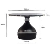 Couchtisch mit Marmor Platte schwarz Wohnzimmertisch Sofatisch Metall rund 60cm – Ansicht 3