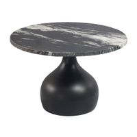 Couchtisch mit Marmor Platte schwarz Wohnzimmertisch Sofatisch Metall rund 60cm – Ansicht 6