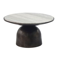 Couchtisch mit Marmor Platte weiß Wohnzimmertisch Sofatisch Metall rund 60cm – Ansicht 6