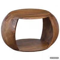 Couchtisch Mango Massivholz rund 60 cm Wohnzimmertisch Ablagefach Landhaus – Ansicht 6
