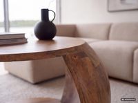 Couchtisch Mango Massivholz rund 60 cm Wohnzimmertisch Ablagefach Landhaus – Ansicht 5