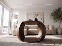 Couchtisch Mango Massivholz rund 60 cm Wohnzimmertisch Ablagefach Landhaus – Ansicht 7