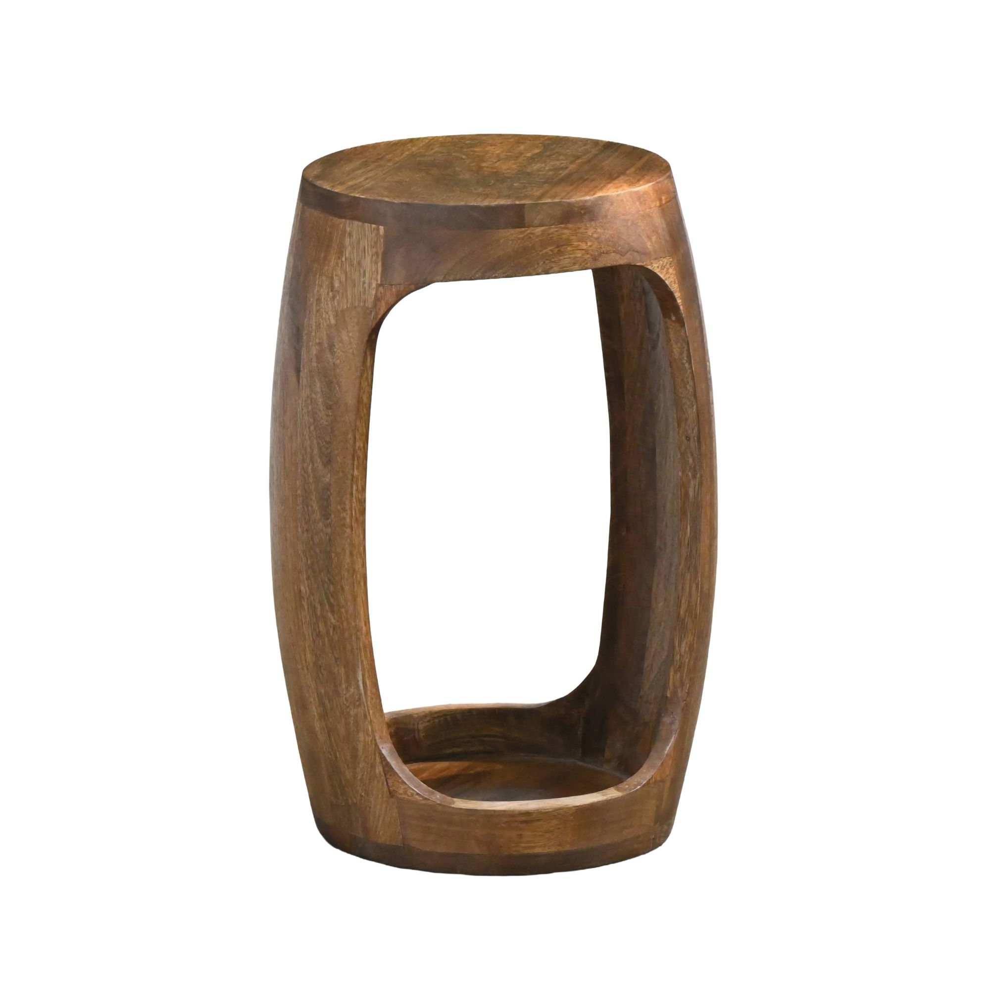 Beistelltisch Mango Massivholz rund 30cm Couchtisch mit Fach Wohnzimmertisch – Ansicht 6