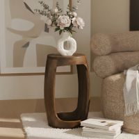 Beistelltisch Mango Massivholz rund 30cm Couchtisch mit Fach Wohnzimmertisch – Ansicht 1