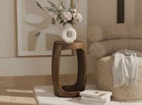 Beistelltisch Mango Massivholz rund 30cm Couchtisch mit Fach Wohnzimmertisch – Ansicht 2