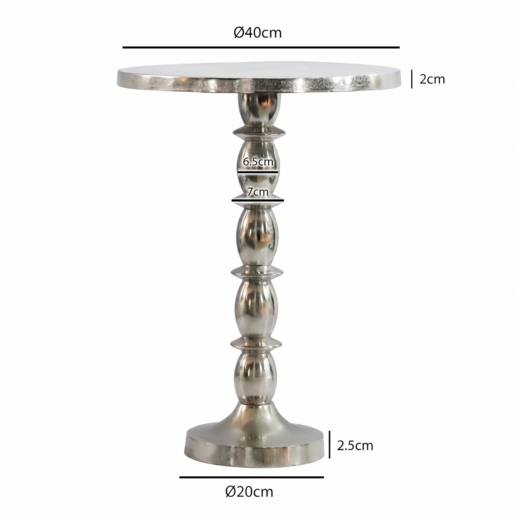 Beistelltisch Alu Silber 40cm Metall Couchtisch Wohnzimmertisch Dekotisch Tisch – Ansicht 3