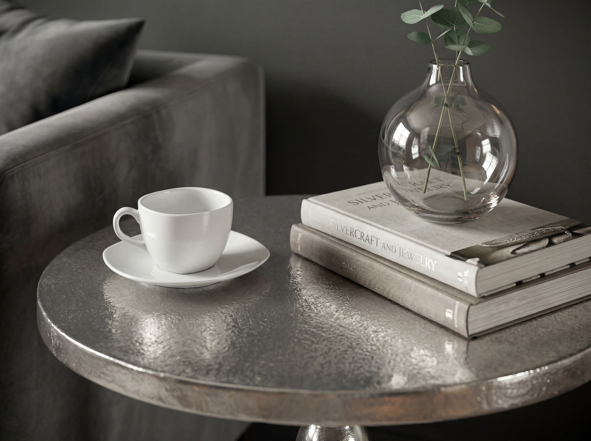 Beistelltisch Alu Silber 40cm Metall Couchtisch Wohnzimmertisch Dekotisch Tisch – Ansicht 4