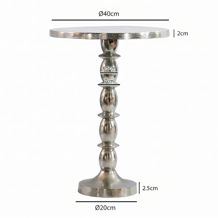 Beistelltisch Alu Silber 40cm Metall Couchtisch Wohnzimmertisch Dekotisch Tisch – Maßzeichnung