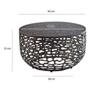 Couchtisch 60cm Alu Sofatisch Glas Wohnzimmertisch Beistelltisch Rund Metall – Ansicht 3