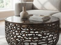 Couchtisch 60cm Alu Sofatisch Glas Wohnzimmertisch Beistelltisch Rund Metall – Ansicht 4