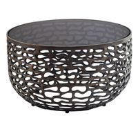 Couchtisch 60cm Alu Sofatisch Glas Wohnzimmertisch Beistelltisch Rund Metall – Ansicht 6