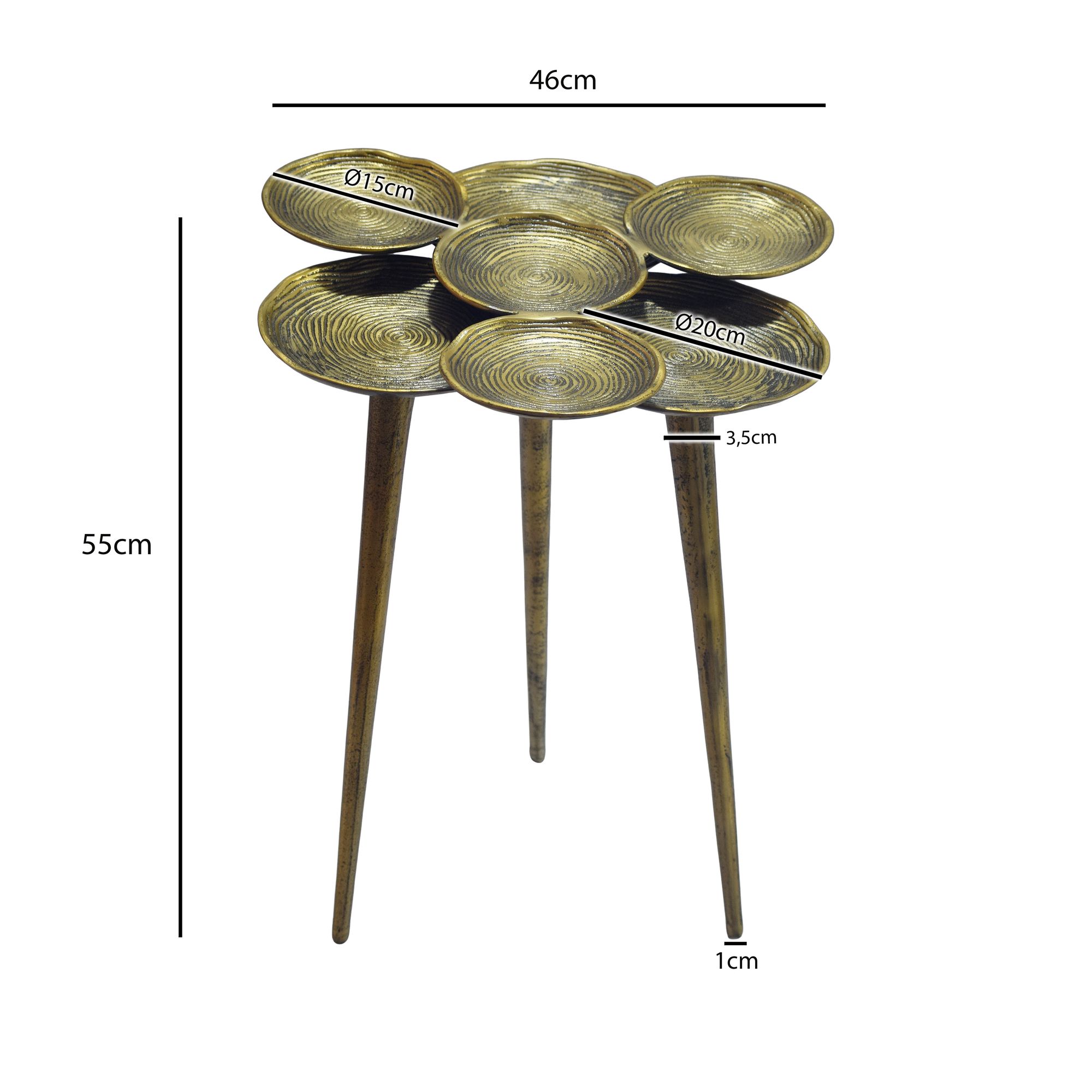 Beistelltisch Aluminium 46cm Couchtisch Gold Alu Wohnzimmertisch Metall Tisch – Ansicht 3