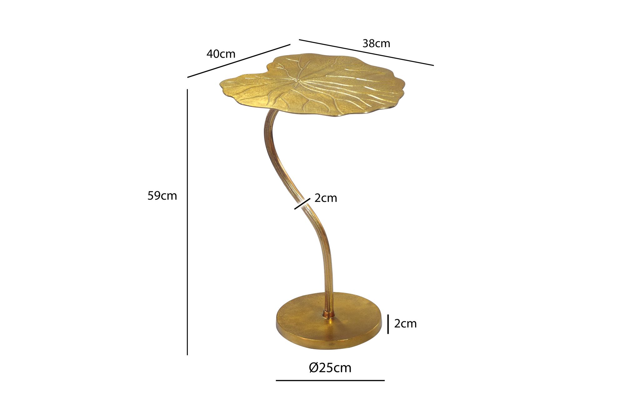 Beistelltisch Alu Gold 40x38cm Blattform Wohnzimmertisch Couchtisch Anstelltisch – Ansicht 3
