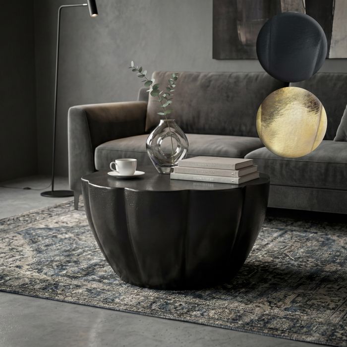 FineBuy Couchtisch Aluminium 60cm Blütenform - Runder Wohnzimmertisch - Design Sofatisch - Moderner Loungetisch - Beistelltisch Wohnzimmer Handmade