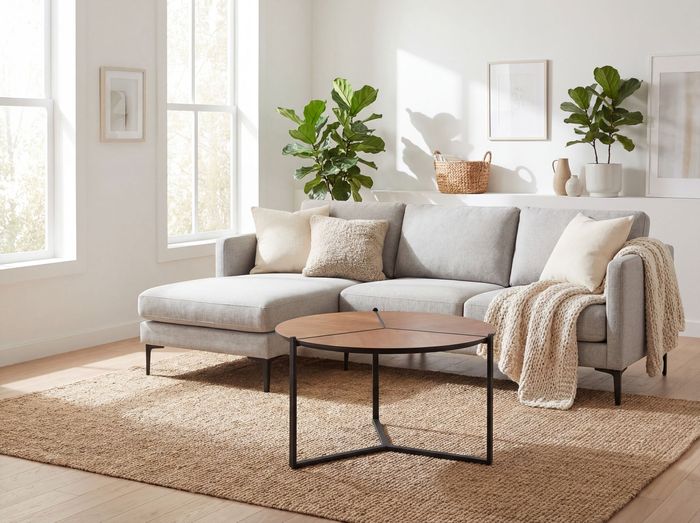 FineBuy Couchtisch 80cm MDF Holzoptik - Runder Wohnzimmertisch Metall - Design Sofatisch - Moderner Loungetisch - Dreibein Beistelltisch Wohnzimmer