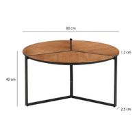 Couchtisch 80cm MDF Holzoptik Runder Sofatisch Wohnzimmertisch Beistelltisch – Ansicht 3