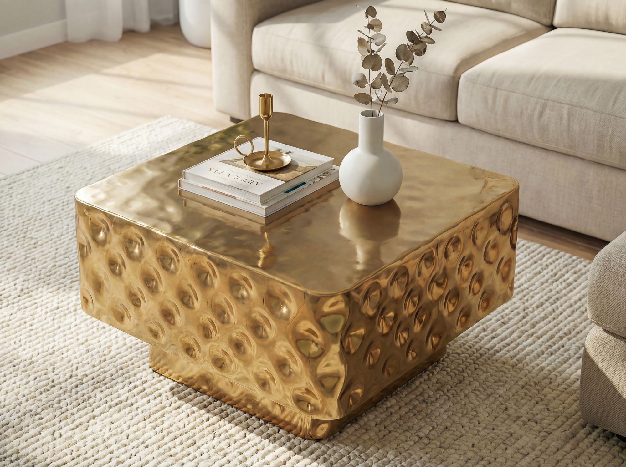 FineBuy Couchtisch Aluminium Quadratisch 60cm - Design Wohnzimmertisch Gehämmert - Moderner Loungetisch - Sofatisch Hammerschlag - Beistelltisch Wohnzimmer Handmade | Farbe: Gold FineBuy Couchtisch Aluminium Quadratisch 60cm - Design Wohnzimmertisch Gehämmert - Moderner Loungetisch - Sofatisch Hammerschlag - Beistelltisch Wohnzimmer Handmade | Farbe: Gold