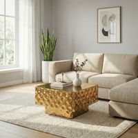 Couchtisch 60cm Sofatisch Metall Wohnzimmertisch Beistelltisch Hammerschlag Alu – Ansicht 1