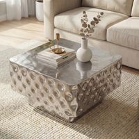 Couchtisch 60cm Sofatisch Metall Wohnzimmertisch Beistelltisch Hammerschlag Alu – Ansicht 1
