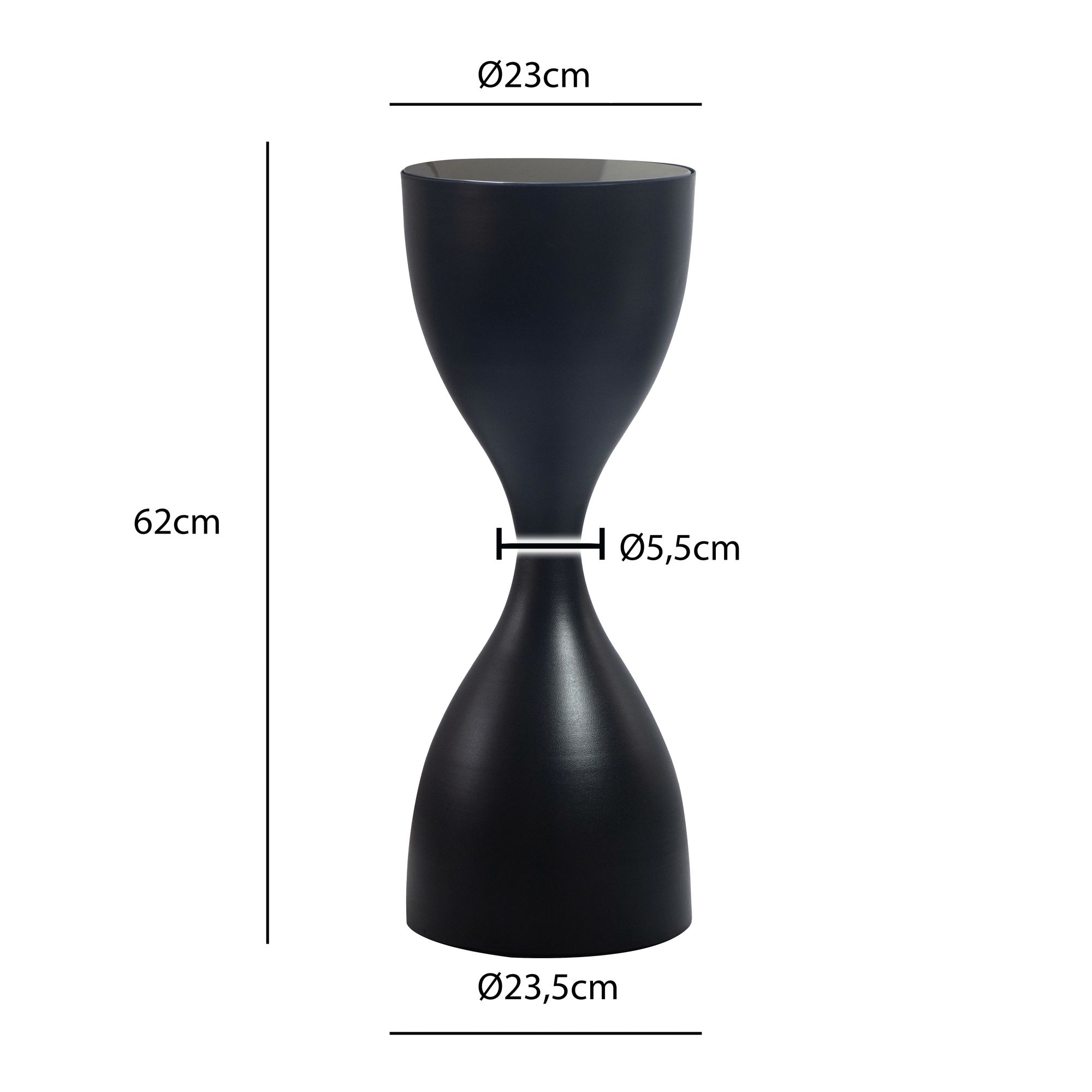 Beistelltisch Alu Glas 23cm Schwarz Wohnzimmertisch Couchtisch Anstelltisch Rund – Ansicht 3