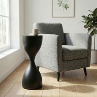 Beistelltisch Alu Glas 23cm Schwarz Wohnzimmertisch Couchtisch Anstelltisch Rund – Ansicht 1