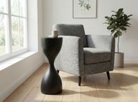 Beistelltisch Alu Glas 23cm Schwarz Wohnzimmertisch Couchtisch Anstelltisch Rund – Ansicht 2