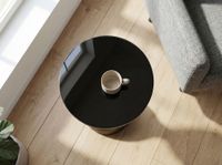 Beistelltisch Alu Glas 23cm Schwarz Wohnzimmertisch Couchtisch Anstelltisch Rund – Ansicht 4